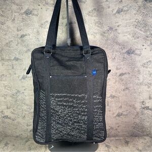 Matt Murphy Designs Black Denim Tote Bag Embroidered Rare Vintage Boho Shoulder